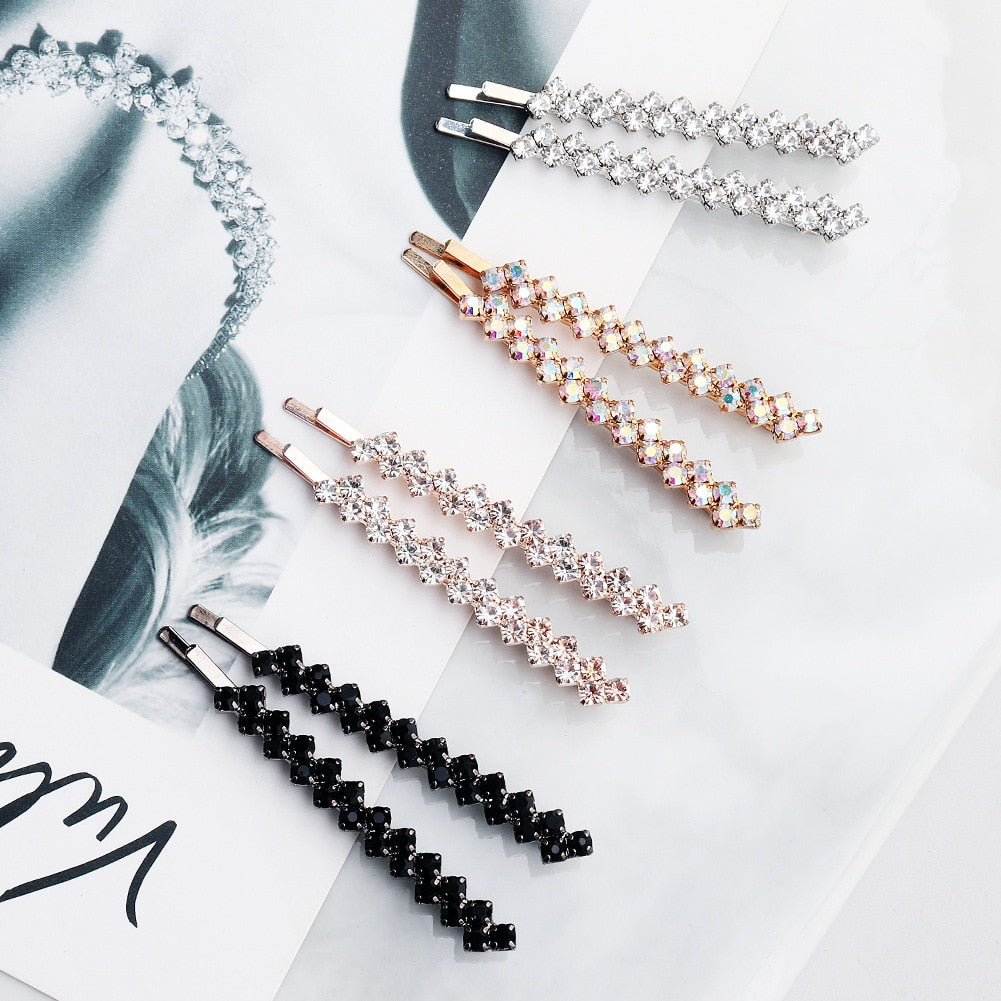 Crystal Rhinestone Hair Clips (Straight)