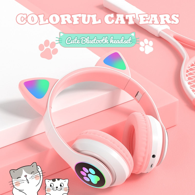 LED Cat Ear Wireless Bluetooth Headphones