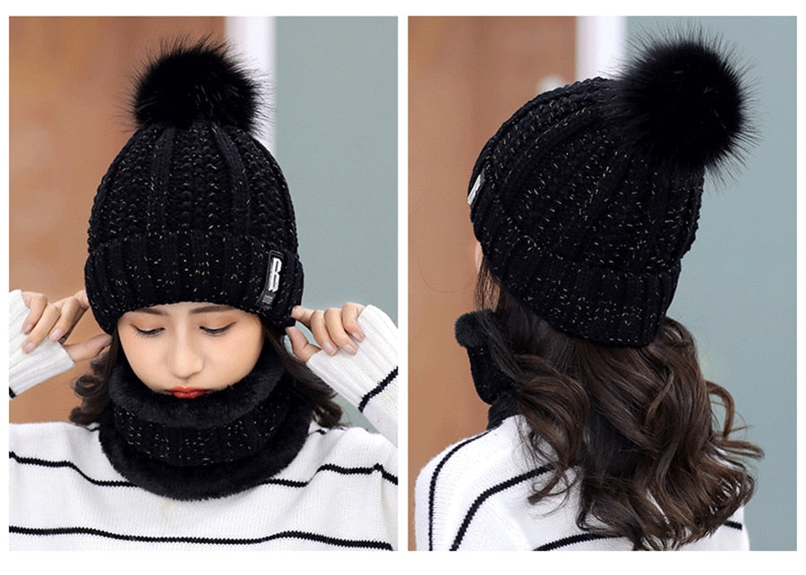 Knitted Beanie & Scarf Set