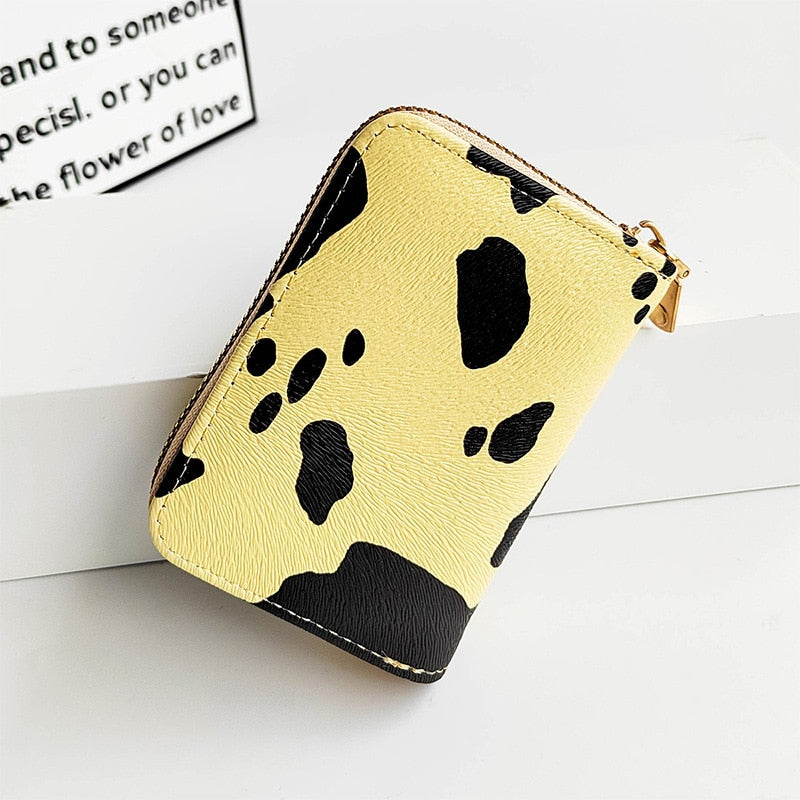 Cute Cow Print Wallet w/ Zipper