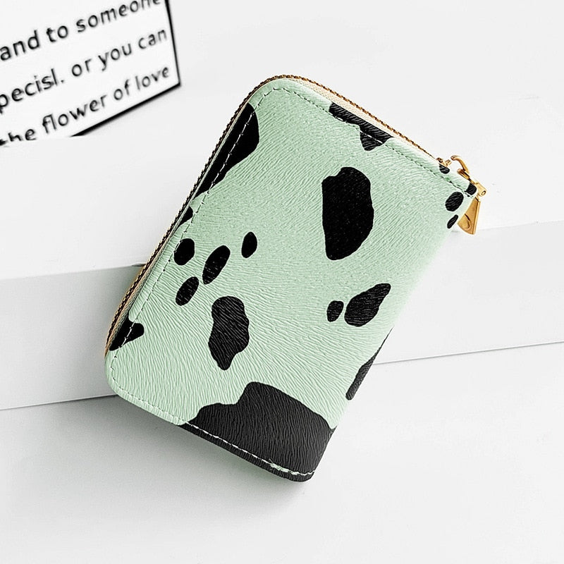 Cute Cow Print Wallet w/ Zipper